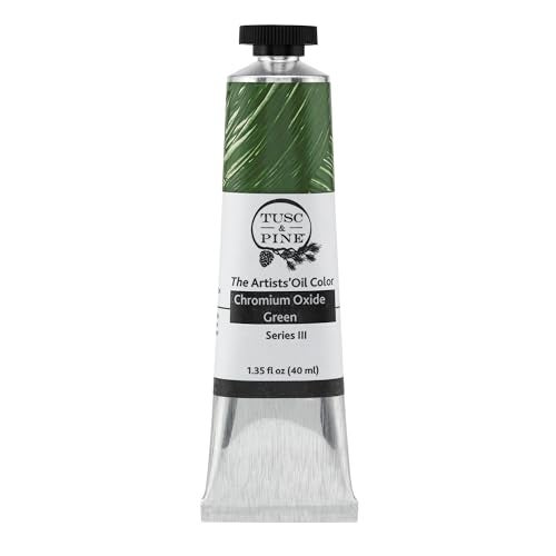 Tusc & Pine Tusc Pine Artist Oil Paint Chromium Oxide Green 40 ml NonYellowing Rich Creamy Consistency Maximum Pigment Load Small Batch Milled Oil Paints Made in the USA for Professional Artists - Image 1