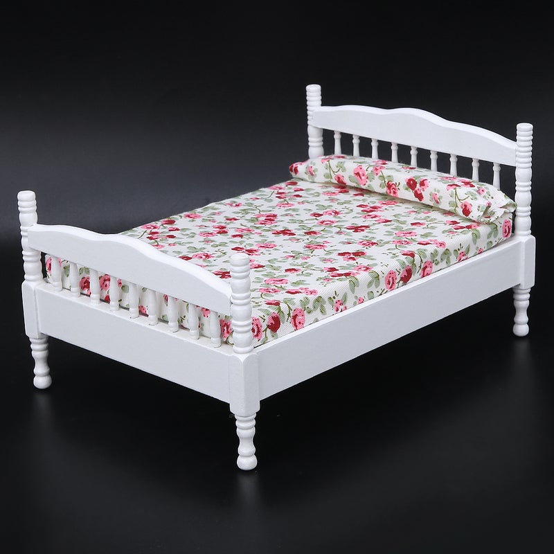 1:12 Mini Doll House Bedroom Bed Model Accessory Room Furniture ToyWhite - Image 4