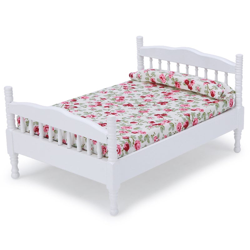 1:12 Mini Doll House Bedroom Bed Model Accessory Room Furniture ToyWhite - Image 1