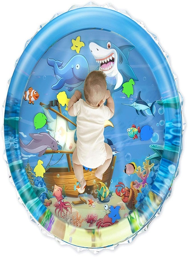 INKIES Infant Toy Gift Activity Play Mat,Baby Infant Toddlers Inflatable Water Floor Mat Children Growth Activity Tool Tummy Time Baby Water Mat Toy for Newborn Baby Boy Girl Round Mat,Multicolor - Image 1