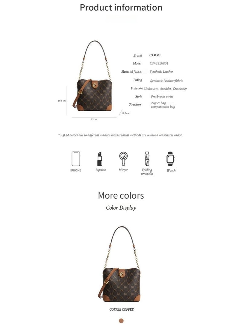 COOGI Women's Bag Light Luxury New Large Capacity Commuter Bag Women's Bag Bucket Bag Single Shoulder Crossbody Bag Tote Bag - Image 2
