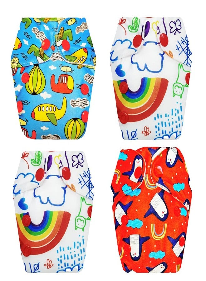 Dumbledo Premium Newborn Cloth Diaper with Integrated Insert (Pack of 4) | Dry Feel and Comfortable | Reusable & Washable | Quick Dry | Perfect for Indian Summers | 0 - 4 Months | Unisex Baby - Image 1