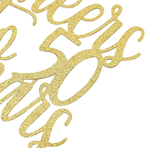 Festiko®Cheers to 50 Years Cake Topper-Golden Glitter Cake Decoration Supplies,Birthday/anniversary Party Decorations,Ladies Photo Booth Props,Golden Paper Cake Thirty Logo,Cake Decoration 50th topper - Image 4