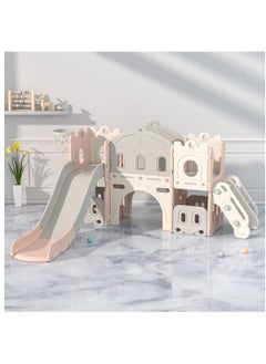 RBWTOYS Kid Playing House with Climbing Frame, Bridge, Slide and Basketball hoop, Kids Play House Baby Playroom Playground Equipment Plastic Slides with Basketball hoop for Children Sliding Toys  - Image 1