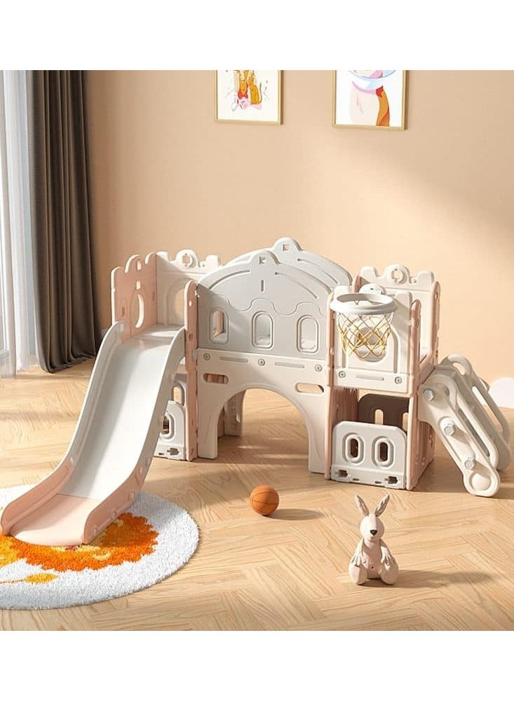 RBWTOYS Kid Playing House with Climbing Frame, Bridge, Slide and Basketball hoop, Kids Play House Baby Playroom Playground Equipment Plastic Slides with Basketball hoop for Children Sliding Toys  - Image 2