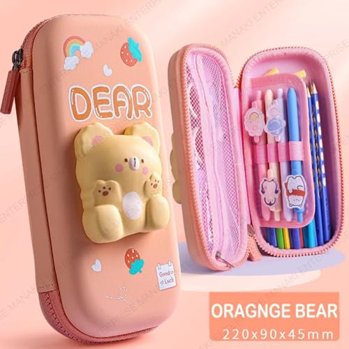 Rahasya Enterprise Pencil Case, Cute Cartoon Pencil Pouch 3D Embossed Design Novelty Pencil for Case Gift for Students Kids (Pudding Bear Small) - Image 2
