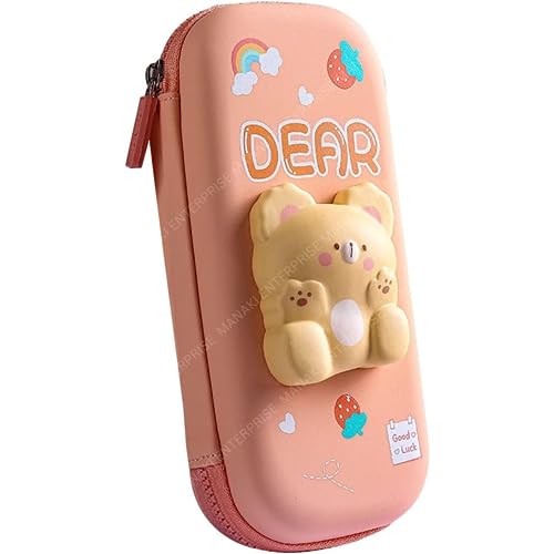 Rahasya Enterprise Pencil Case, Cute Cartoon Pencil Pouch 3D Embossed Design Novelty Pencil for Case Gift for Students Kids (Pudding Bear Small) - Image 1