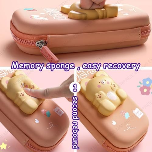 Rahasya Enterprise Pencil Case, Cute Cartoon Pencil Pouch 3D Embossed Design Novelty Pencil for Case Gift for Students Kids (Pudding Bear Small) - Image 3