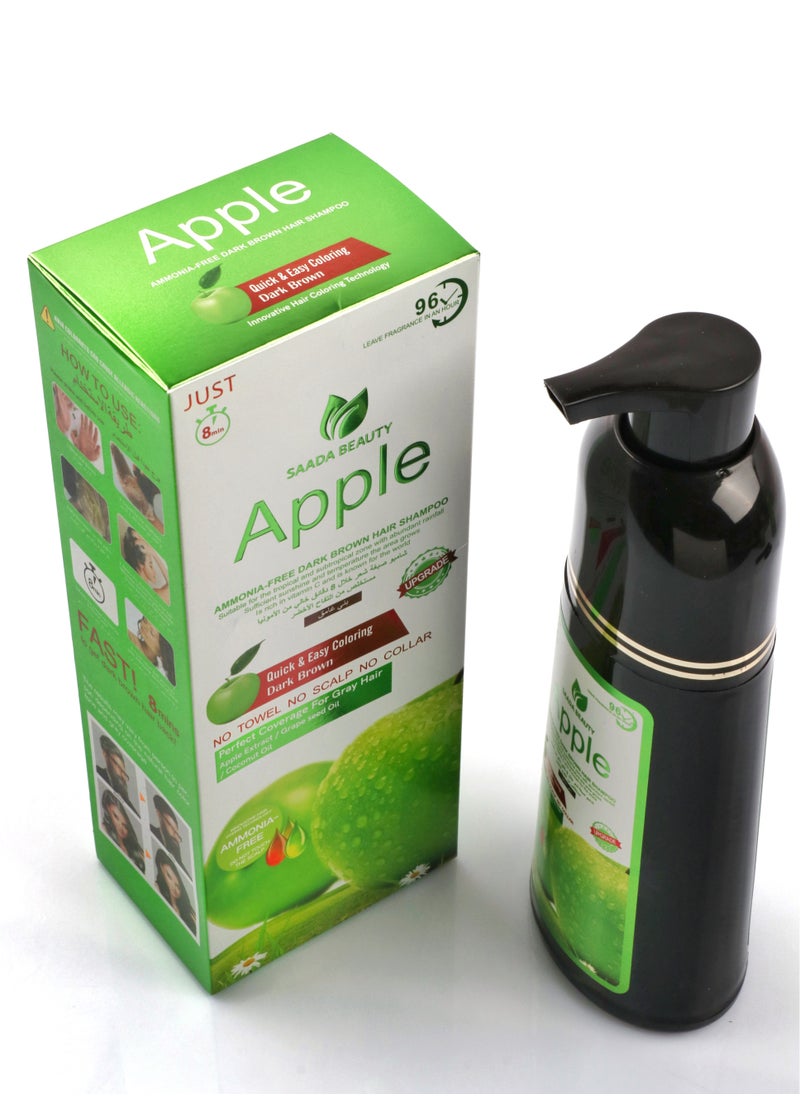 SAADA BEAUTY - Ammonia-free dark brown dye shampoo extracted from green apples, 400 ml - Image 1