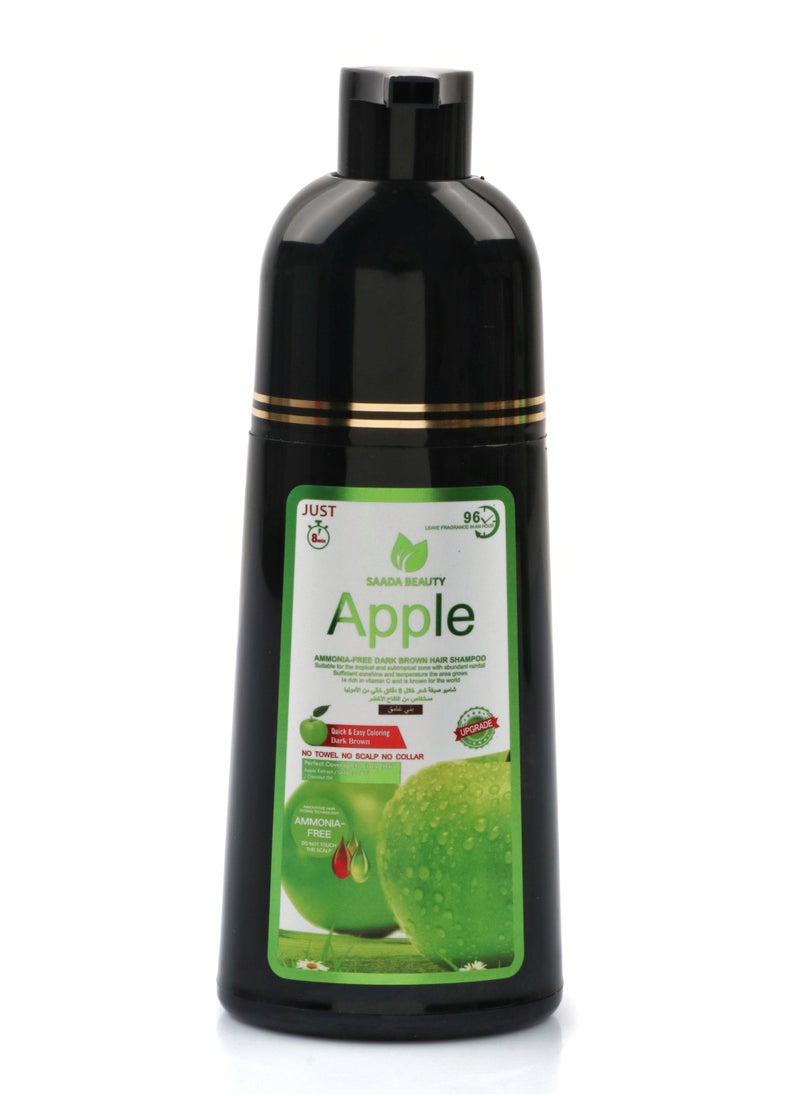 SAADA BEAUTY - Ammonia-free dark brown dye shampoo extracted from green apples, 400 ml - Image 1