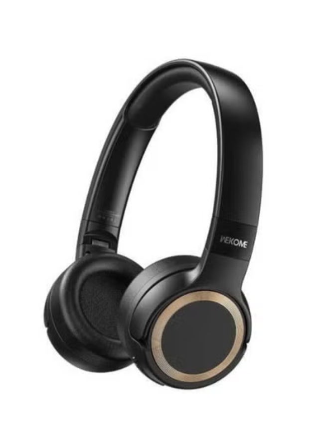 ويكومي WM-12 On-Ear Wireless/Wired Headphones | Bluetooth Stereo Headset with Built-in Mic, Deep Bass Sound, Foldable Adjustable Design & 4 Hours Playtime – Black - Image 2