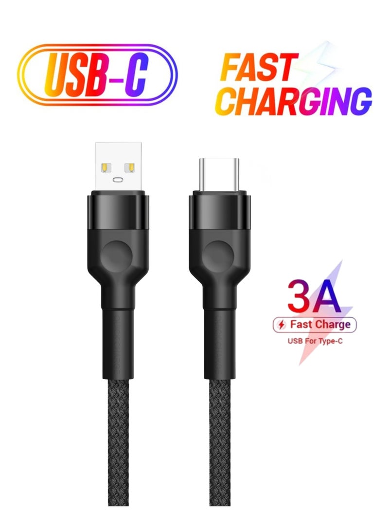 هامزون كابل شحن سريع من USB إلى Type C، سلك شاحن مضفر من النايلون لهاتف Samsung Galaxy S24/S23، وXiaomi، وOPPO، وVivo، وOnePlus، وHuawei، والأجهزة اللوحية، وبنوك الطاقة، وأجهزة Android - Image 1