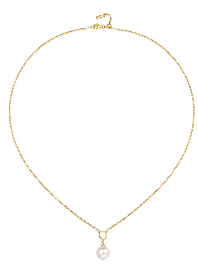 Moonmory 18K Gold Plated 925 Silver Pearl Pendant Necklace For Women, Original Design Door Frame Islamic Inspired Pearl Necklace With White Zircon, Valentine's Day Ramadan Mother's Day Gifts  - Image 4