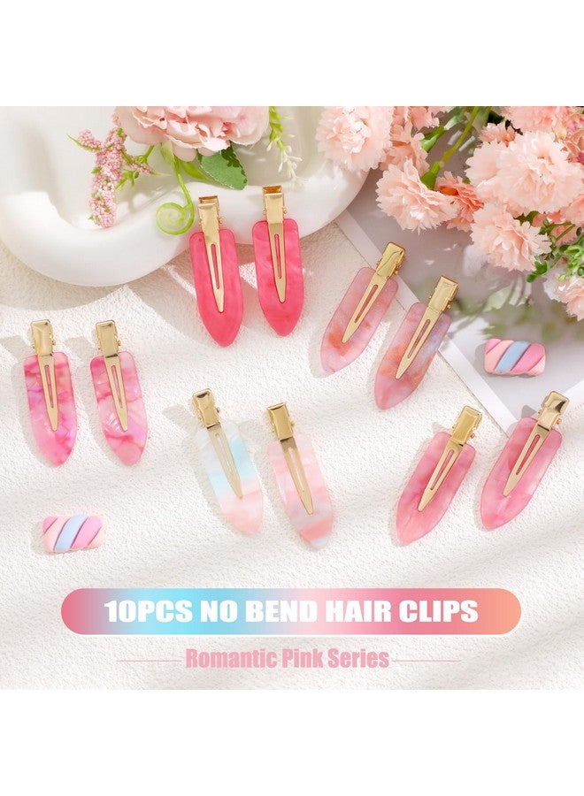 كيسا بلان مشابك شعر من كيسابلان، 10 قطع، وردية اللون، بدون ثني، لتصفيف الشعر، مشابك مسطحة من الراتنج الأكريليكي على شكل منقار البط، مشبك شعر بدون درزات، مكياج، إكسسوارات تصفيف الشعر للنساء والفتيات - Image 3