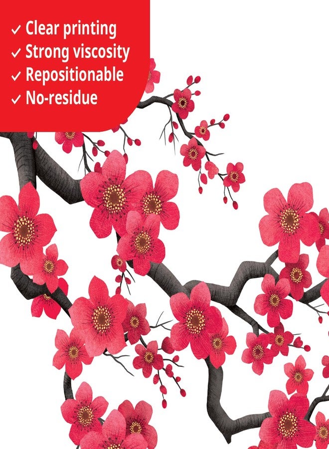 ديكو وال ملصقات حائط من DECOWALL SG2-2406، رسومات زهور بالحبر والغسيل، ديكور ياباني للأطفال، غرفة آسيوية، فن منزلي، قابل للإزالة، حمام، أزهار الكرز، غرفة نوم، شجرة شرقية، زهور - Image 4