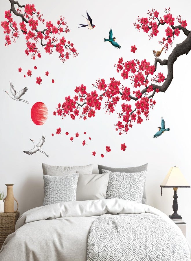 ديكو وال ملصقات حائط من DECOWALL SG2-2406، رسومات زهور بالحبر والغسيل، ديكور ياباني للأطفال، غرفة آسيوية، فن منزلي، قابل للإزالة، حمام، أزهار الكرز، غرفة نوم، شجرة شرقية، زهور - Image 2