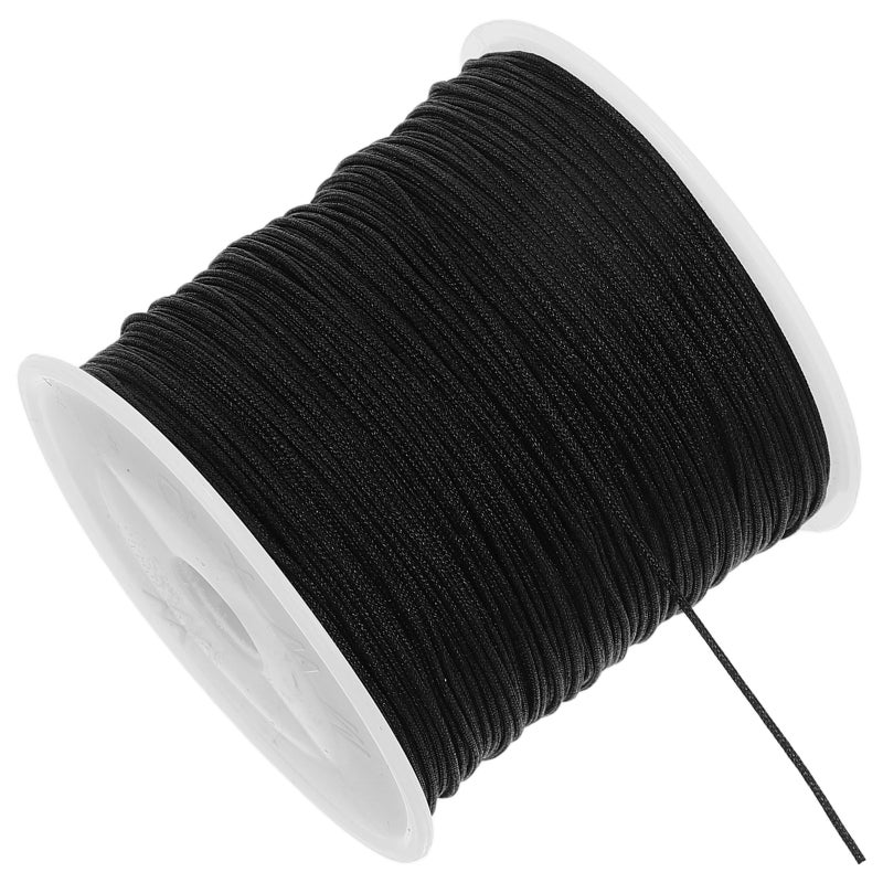 1 Roll Nylon Cord Beading Satin String Thread Roll For Chinese Knotting Beading Macrame Friendship Bracelet Jewelry Making Black 0.8mm - Image 5