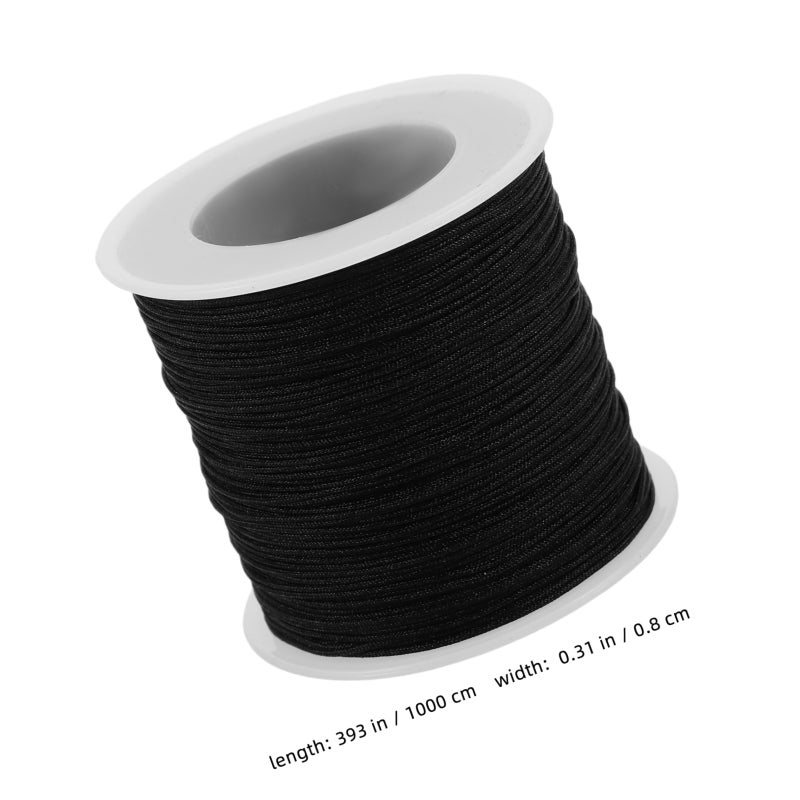 1 Roll Nylon Cord Beading Satin String Thread Roll For Chinese Knotting Beading Macrame Friendship Bracelet Jewelry Making Black 0.8mm - Image 2