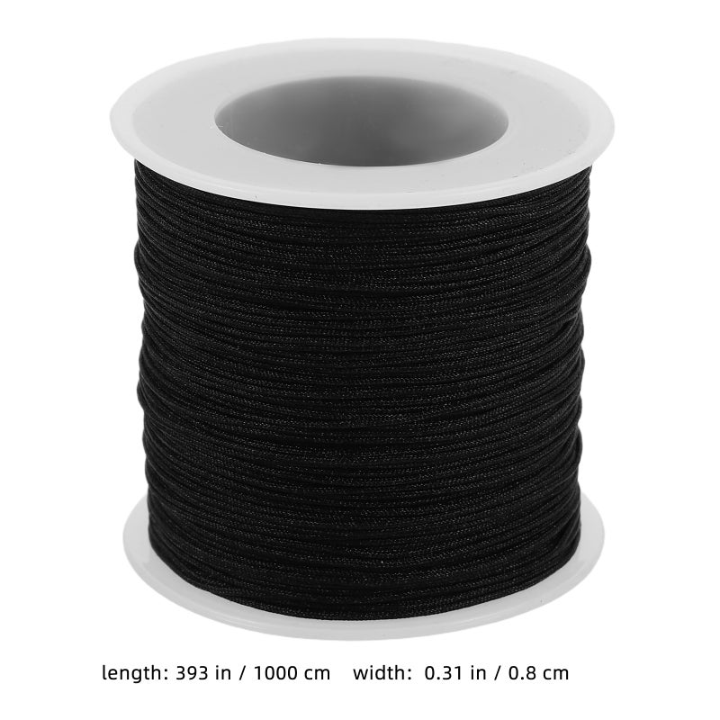 1 Roll Nylon Cord Beading Satin String Thread Roll For Chinese Knotting Beading Macrame Friendship Bracelet Jewelry Making Black 0.8mm - Image 3