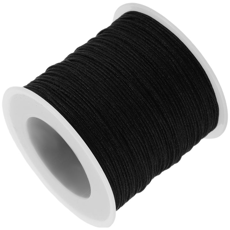 1 Roll Nylon Cord Beading Satin String Thread Roll For Chinese Knotting Beading Macrame Friendship Bracelet Jewelry Making Black 0.8mm - Image 1