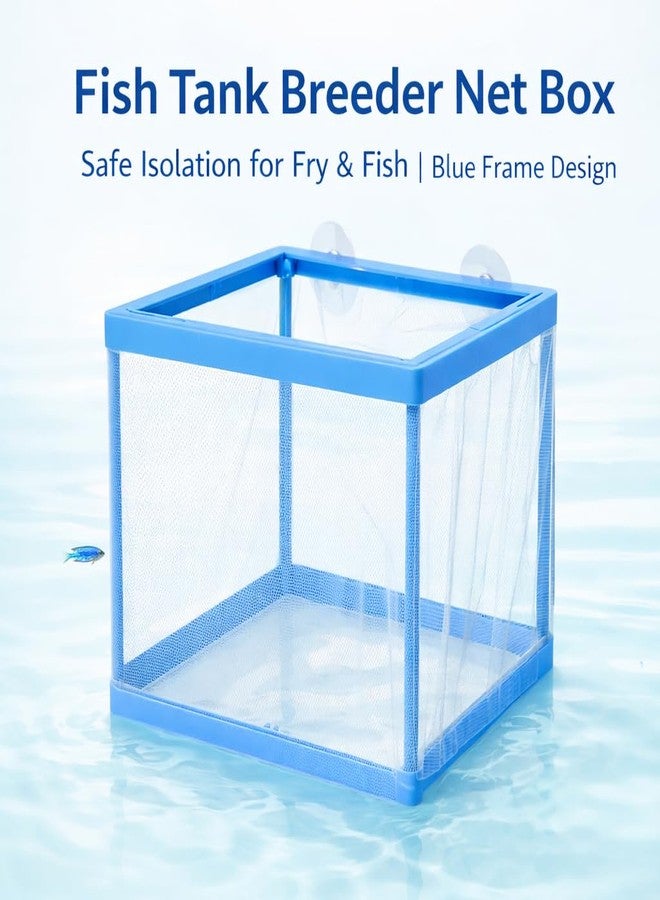 VAYINATO FS-01 Fish Tank Breeder Net Box with Suction Cups | Blue Mesh Fry Saver for Aquarium | Isolation Box for Baby, Injured & Aggressive Fish - Image 2