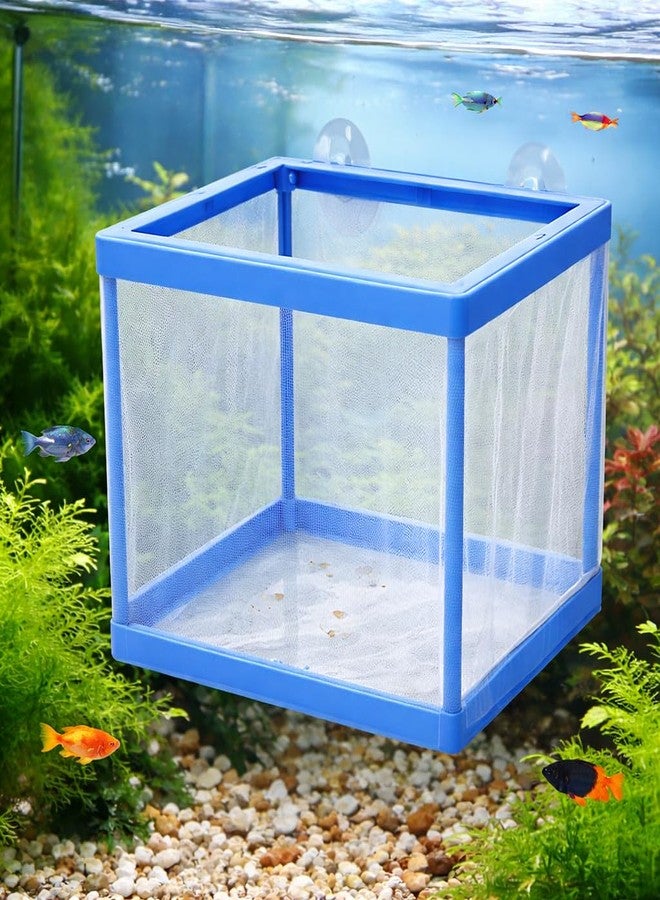 VAYINATO FS-01 Fish Tank Breeder Net Box with Suction Cups | Blue Mesh Fry Saver for Aquarium | Isolation Box for Baby, Injured & Aggressive Fish - Image 1