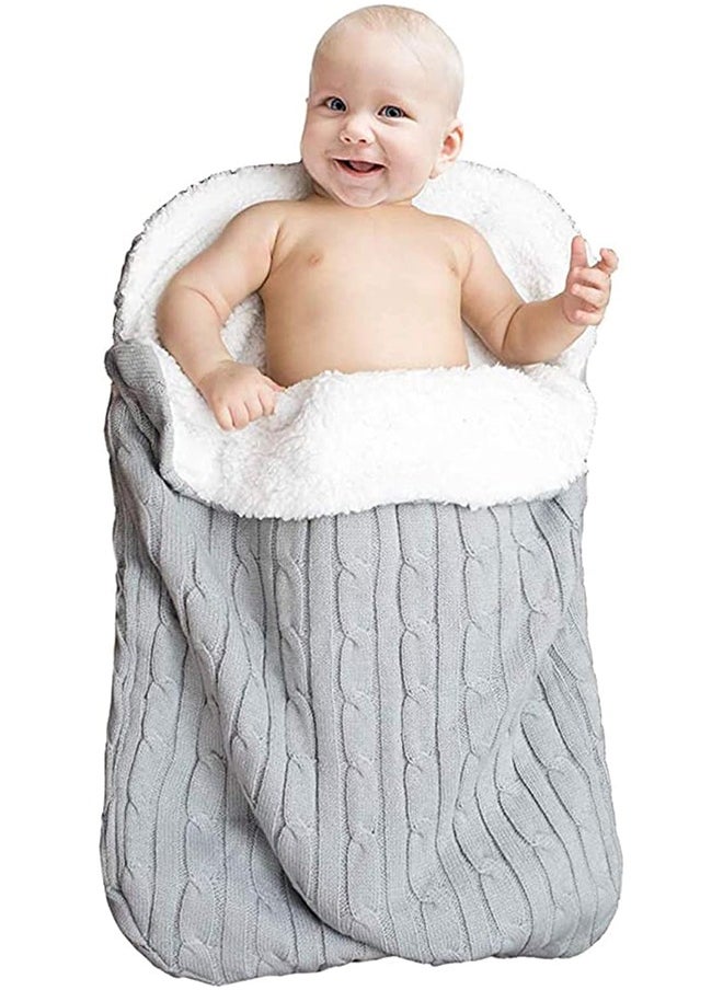 Newborn Baby Swaddle Blanket, Thick Baby Kids Toddler Knit Soft Warm Fleece Blanket Swaddle Sleeping Bag Sleep Sack Stroller Unisex Wrap for 0-12 Month Baby Boys Girls, Grey - pzsku/Z40B88952BBC558B441F3Z/45/_/1694598730/53ca0f1d-334f-4263-8ea9-1d1bc0f2b8b7