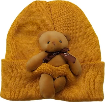 لينوتي Teddy Bear Mustard Knitted Children's Beret