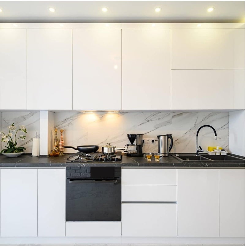Cosmos Star Waterproof Countertop Solid Paper White Contact Paper for Cabinet Countertop Furniture Kitchen Vinyl Film(24x60 White Glossy) - Image 2
