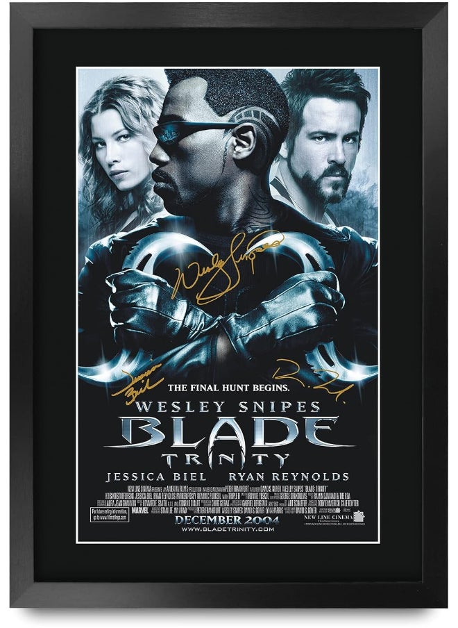 HWC Trading HWC Trading Blade Trinity 3 Wesley Snipes 16 x 12 inch Framed Gifts Printed Poster Signed Autograph Picture for Movie Memorabilia Fans - 16" x 12" Framed  - Image 1