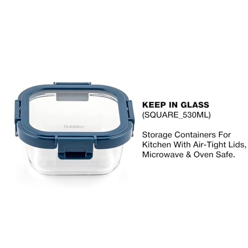 DUBBLIN Keep In Glass Borosilicate Glass Container 1100ml - Square, Clear | Oven, Freezer & Microwave Safe Storage Solution (1 Piece) - Image 2