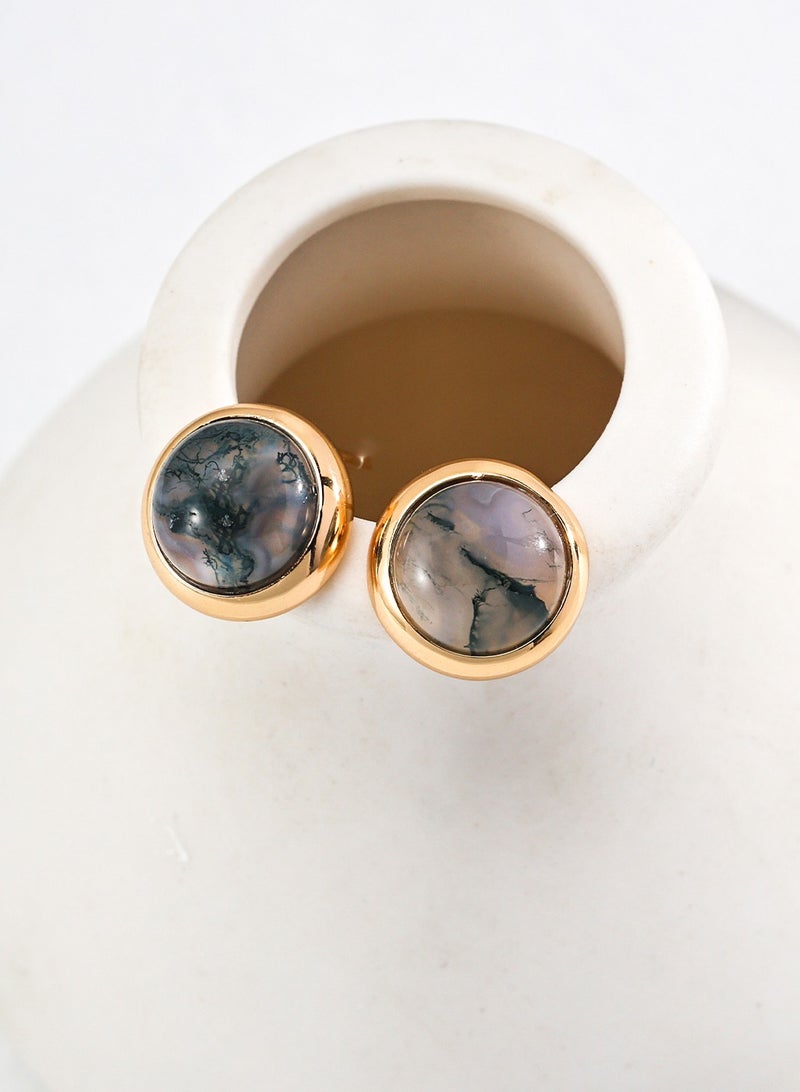 Moss Agate Sterling Silver Earrings | Vintage Elegant Dangle Earrings | Exquisite Statement Piece | Natural Stone Earrings - Image 1