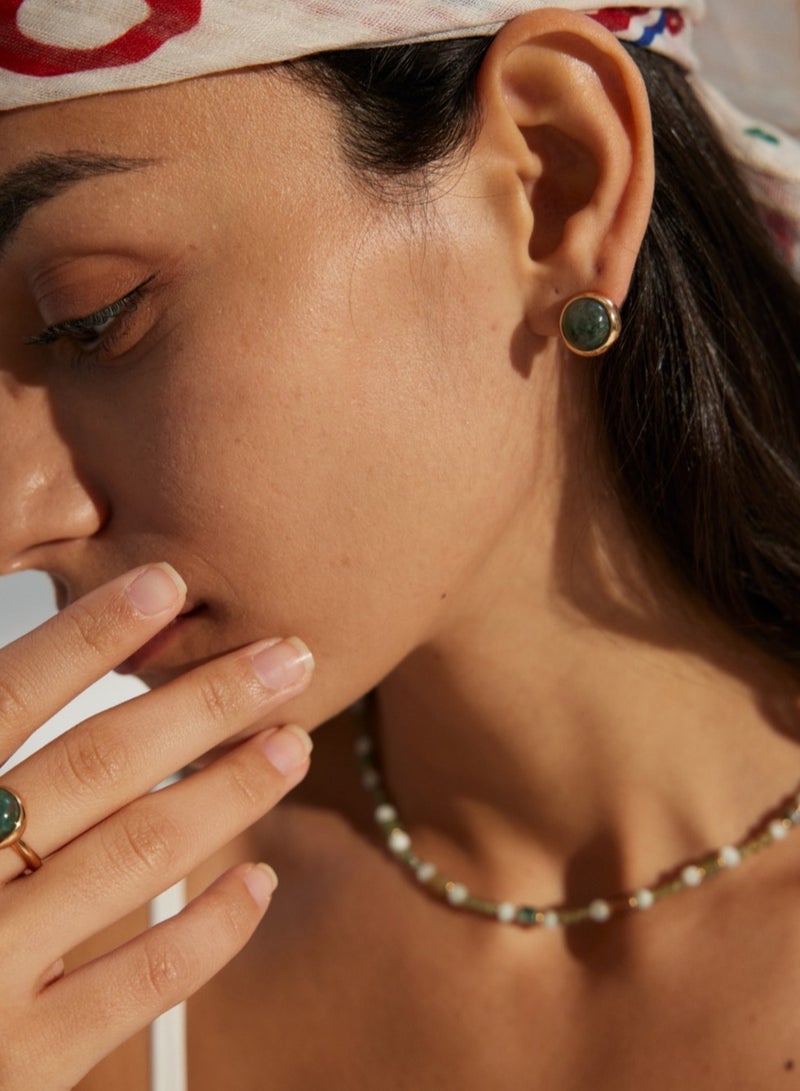 Moss Agate Sterling Silver Earrings | Vintage Elegant Dangle Earrings | Exquisite Statement Piece | Natural Stone Earrings - Image 2