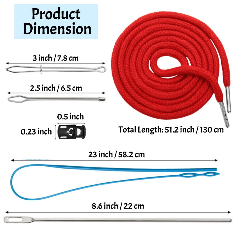 ZAVOOS 44 Pack Drawstring Cords Replacement, Premium Hoodies Drawstring with Easy Threaders, Cord Locks for Sweatpants, Shorts, Pants, Jackets, 51 Inch Long, 22 Colors - Image 2