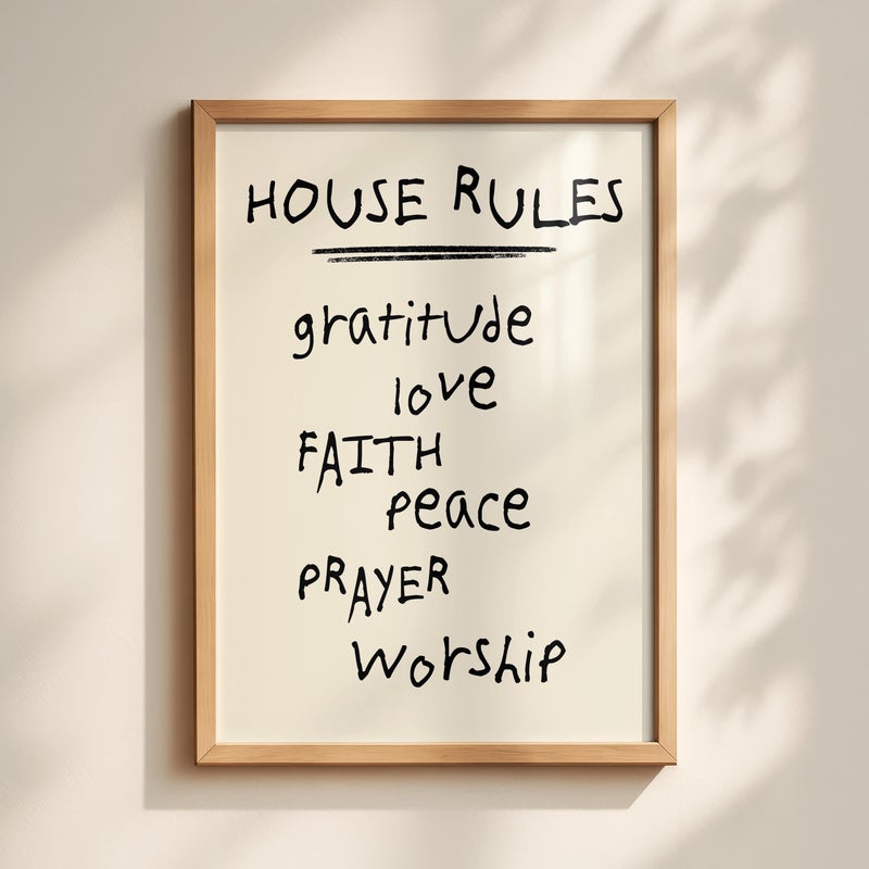 TNESSENTIAL Christian Wall Art Print, House Rules Christian Decor, Faith Based Wall Art, Christian Home Decor, Modern Christian Print, Christian Artwork - Image 2