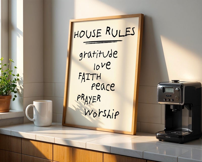TNESSENTIAL Christian Wall Art Print, House Rules Christian Decor, Faith Based Wall Art, Christian Home Decor, Modern Christian Print, Christian Artwork - Image 3
