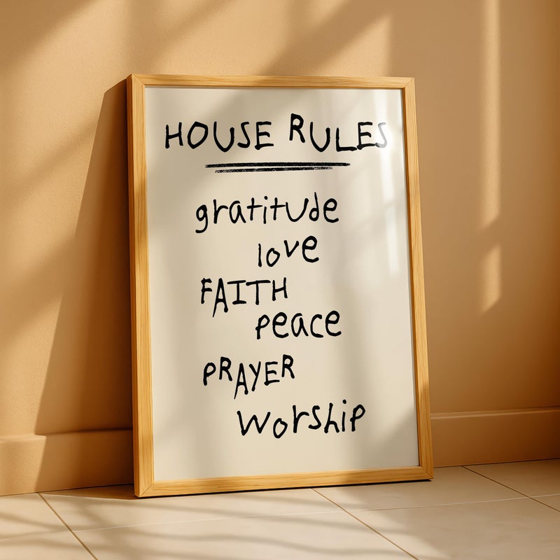 TNESSENTIAL Christian Wall Art Print, House Rules Christian Decor, Faith Based Wall Art, Christian Home Decor, Modern Christian Print, Christian Artwork - Image 1