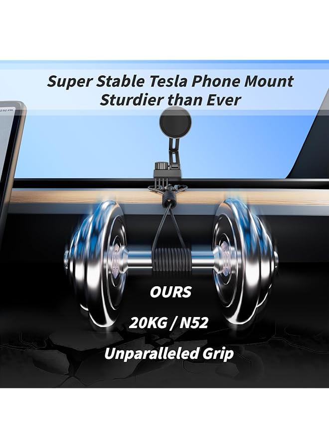 KASTWAVE Tesla Phone Holder - Sturdy Metal Mount For Model 3 & Y, 360° Rotation, Compatible With Iphone 12-15 Magsafe, Strong N52 Magnets - Image 5
