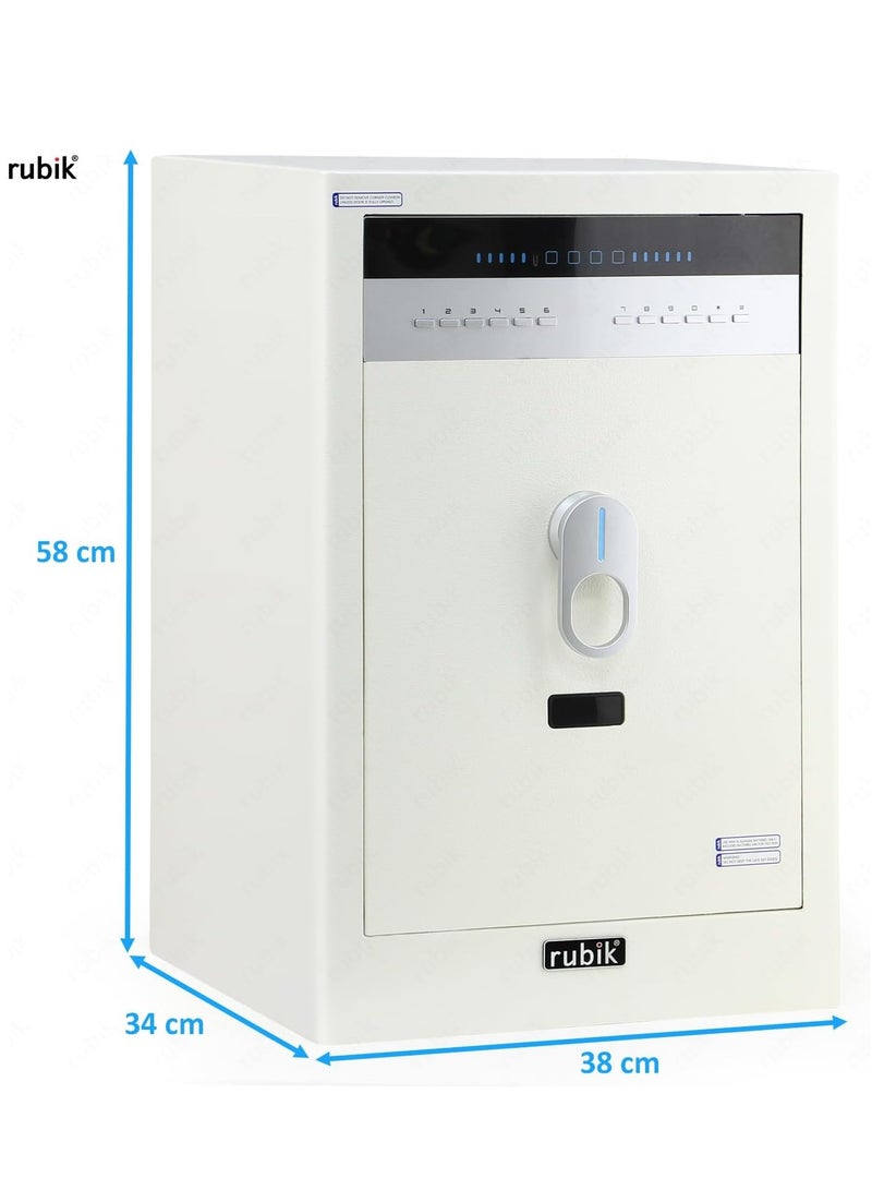 Rubik Large Safe Box 2.64cu-ft, Gen2 Electronic Digital Safety Locker with Keys For Home Office Business RB-A/D60 (Size 58x38x34cm) White - Image 4