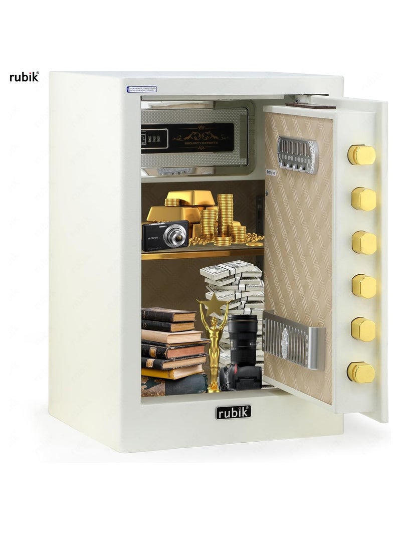 Rubik Large Safe Box 2.64cu-ft, Gen2 Electronic Digital Safety Locker with Keys For Home Office Business RB-A/D60 (Size 58x38x34cm) White - Image 5