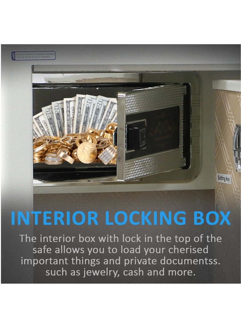 Rubik Large Safe Box 2.64cu-ft, Gen2 Electronic Digital Safety Locker with Keys For Home Office Business RB-A/D60 (Size 58x38x34cm) White - Image 3