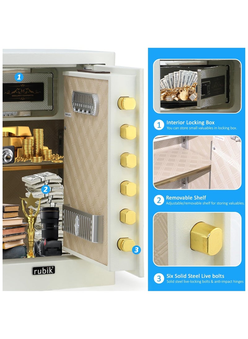 Rubik Large Safe Box 2.64cu-ft, Gen2 Electronic Digital Safety Locker with Keys For Home Office Business RB-A/D60 (Size 58x38x34cm) White - Image 2