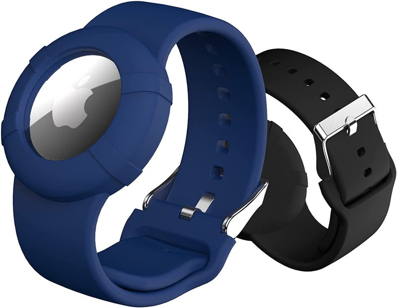 SYOSI Airtag Wristbands for Kids – 2 Pack Soft Silicone Bracelet Bands, Lightweight Waterproof Replacement Strap Compatible with Apple Airtag for Children & Toddlers - Image 1