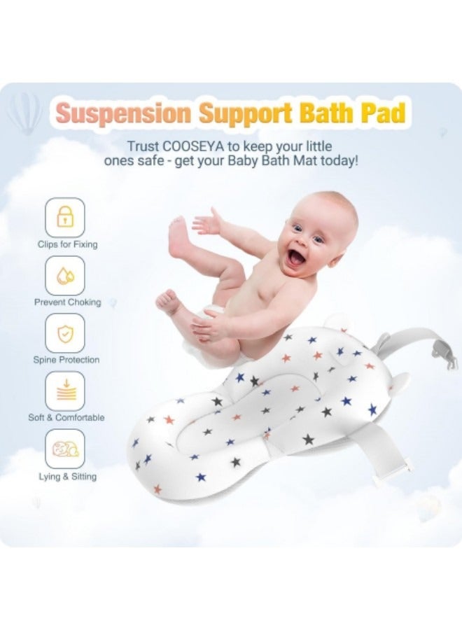 GGEROU حوض استحمام للأطفال، حوض استحمام قابل للطي للأطفال حديثي الولادة وحتى الأطفال الصغار، حوض استحمام محمول للسفر مع وسادة ناعمة، أزرق - Image 3