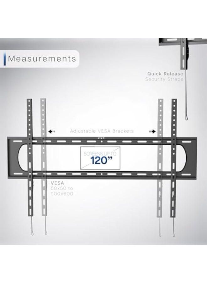 ACPLAY Heavy Duty Adjustable TV Wall Mount for Extra Large TVs up to 120", Max 200kg Load, Tilt Function, Universal VESA 900x600, Compatible with Flat and Curved Screens - Image 4