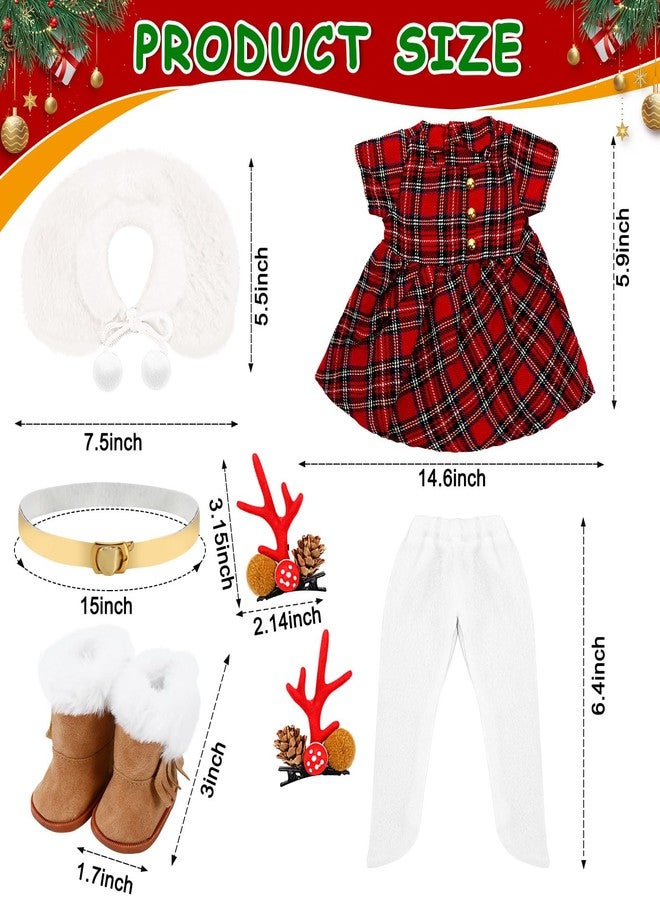 UPINS 18 Inch Doll Clothes and Accessories, Santa Costume Winter Doll Outfits Set Christmas Costume Playset Including Dress Fur Cape Tights Boots Hair Clips for Girls Gifts - Image 2