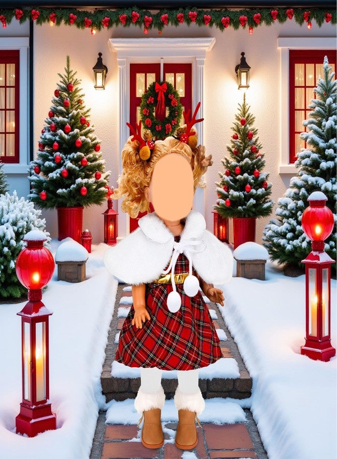 UPINS 18 Inch Doll Clothes and Accessories, Santa Costume Winter Doll Outfits Set Christmas Costume Playset Including Dress Fur Cape Tights Boots Hair Clips for Girls Gifts - Image 3