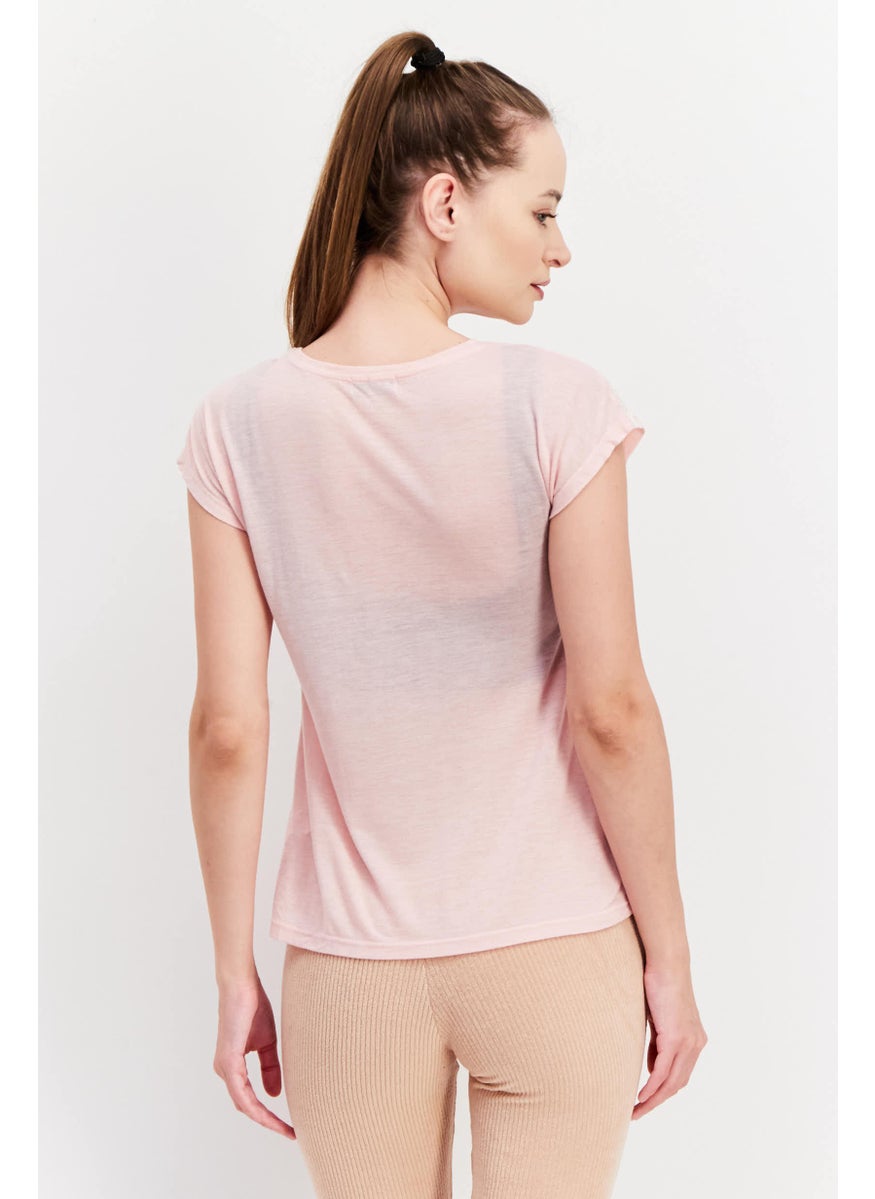 Etam Women Textured  Cap Sleeve Pajama Top, Pink  - Image 2