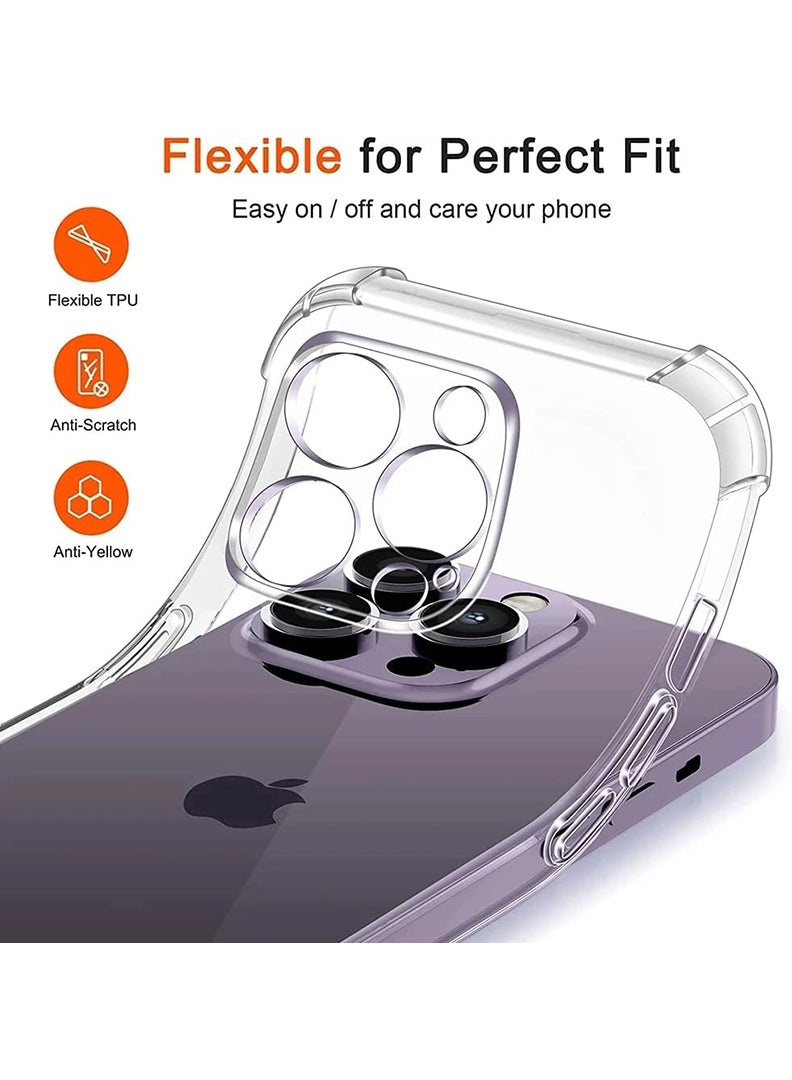 رفع القضية جراب شفاف لهاتف Apple iPhone 14 Pro Max، جراب هاتف خلوي من مادة TPU ممتص للصدمات مع زوايا معززة، جراب واقٍ مرن ناعم وشفاف للغاية - Image 2