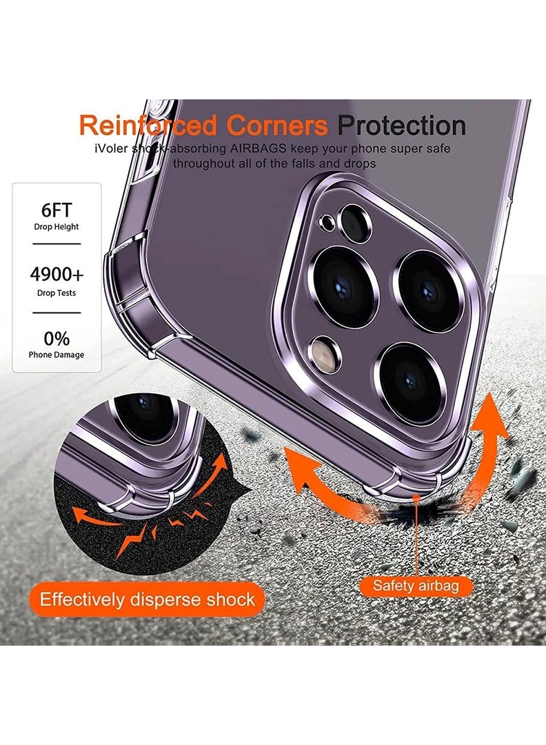 رفع القضية جراب شفاف لهاتف Apple iPhone 14 Pro Max، جراب هاتف خلوي من مادة TPU ممتص للصدمات مع زوايا معززة، جراب واقٍ مرن ناعم وشفاف للغاية - Image 3